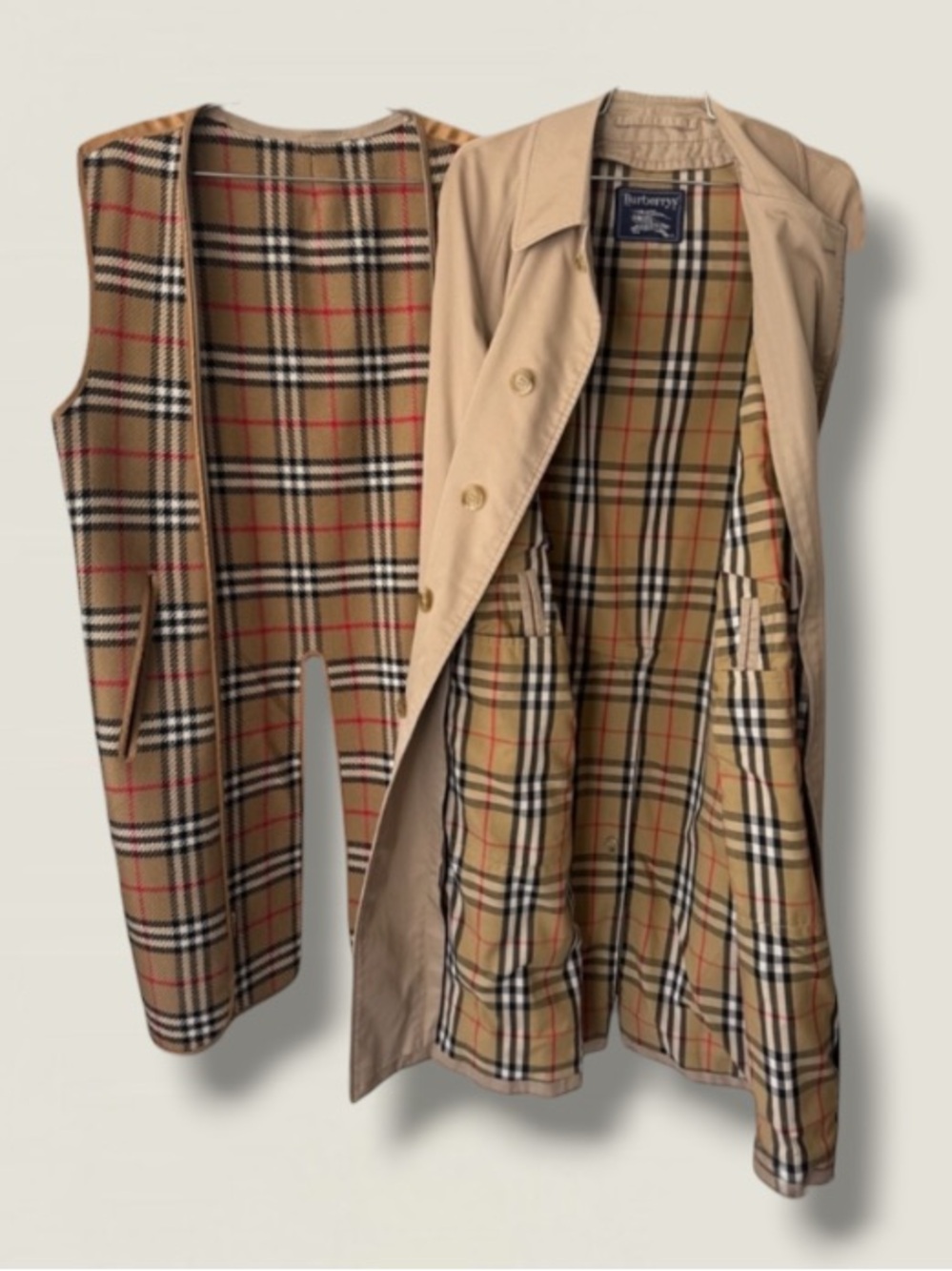 VTG BURBERRYS Trench Coat Wool Zip-Out Lining Size 38 REG